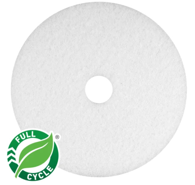AMERICO White Polish Pads: 27 in Synthetic Fiber 3000 RPM Max Speed 5 PK - Floor Pads