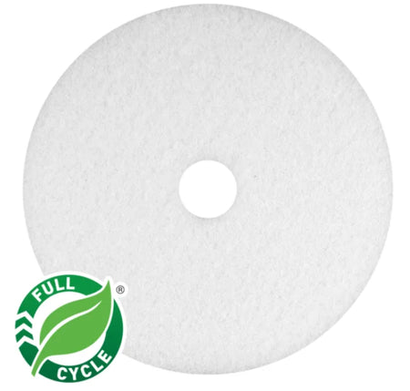 AMERICO White Polish Pads: 27 in Synthetic Fiber 3000 RPM Max Speed 5 PK - Floor Pads