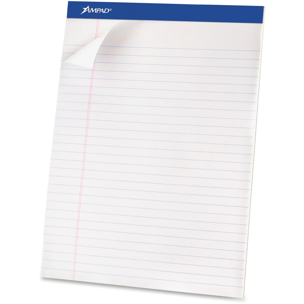 Ampad Basic Perforated Writing Pads - 50 Sheets - Stapled - 0.34’’ Ruled - 15 lb Basis Weight - 8 1/2’’ x 11 3/4’’