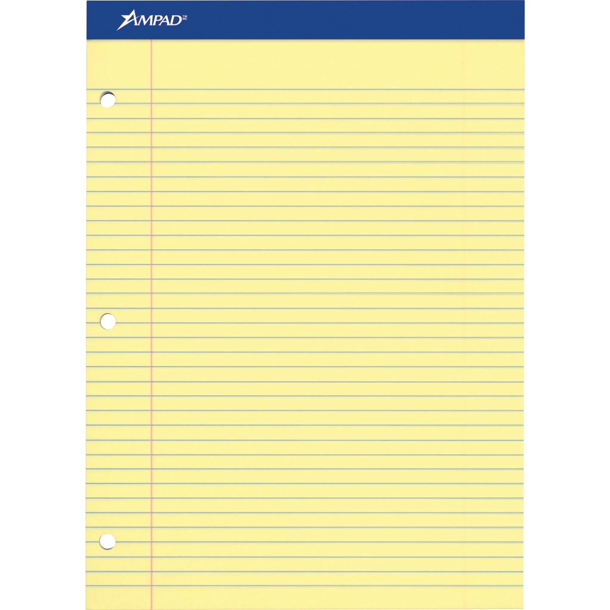 Ampad Double Sheet Writing Pad: 100 Sheets 0.28’’ Ruled Canary Yellow - Letter Size Micro Perforated - 1 Pad - Legal &