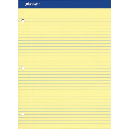 Ampad Double Sheet Writing Pad: 100 Sheets Canary Yellow Micro Perforated - Letter Size - Legal & Jr. Pads