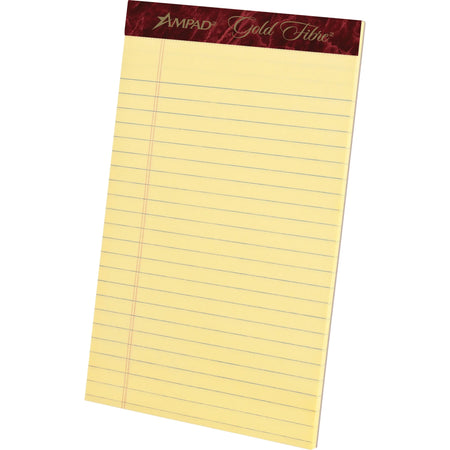 Ampad Gold Fibre Jr. Legal Writing Pads - Premium Quality - 5’’ x 8’’ - Canary Paper - 1 Dozen - Letter &
