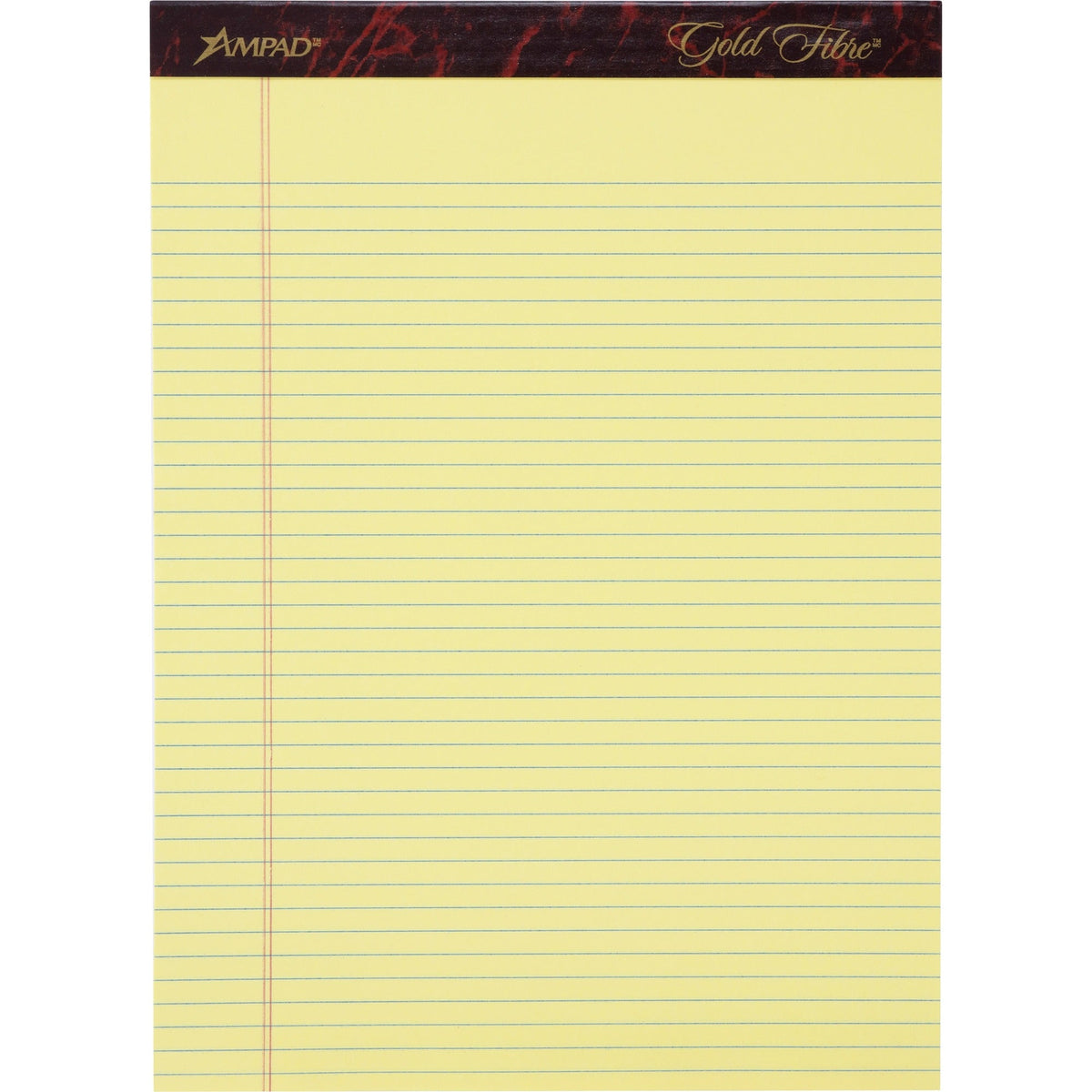 Ampad Gold Fibre Narrow Rule Writing Pads - 50 Sheets - Watermark - Stapled/Glued - 0.25’’ Ruled - 16 lb Basis Weight