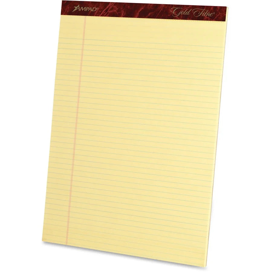 Ampad Gold Fibre Narrow Rule Writing Pads - Premium Quality Canary Yellow - Letter Legal & Jr.