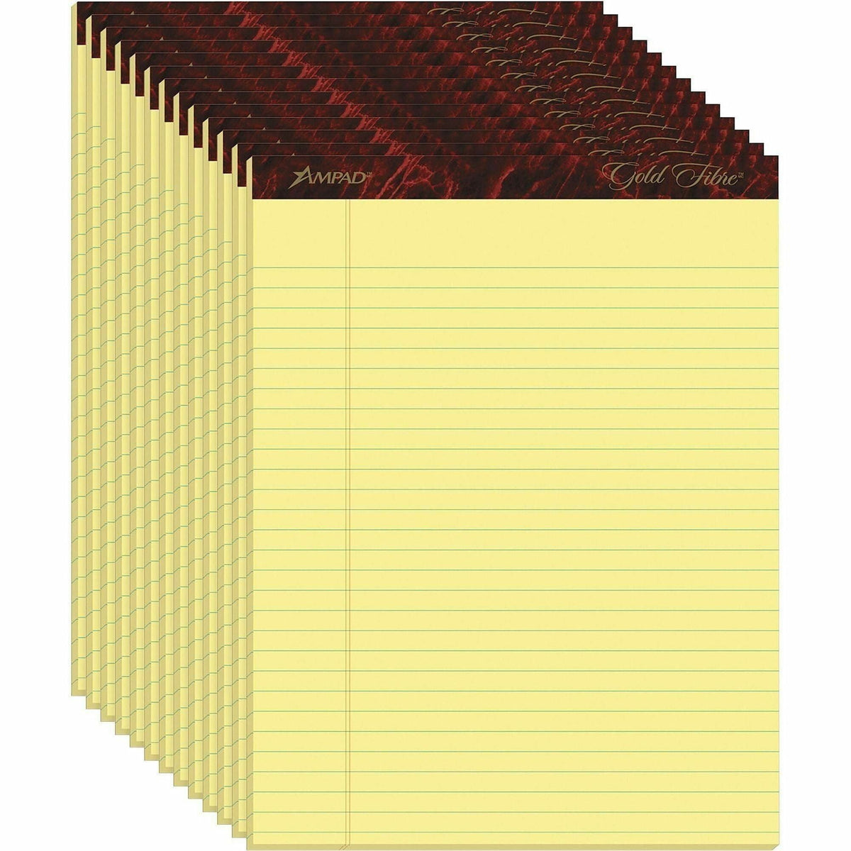 Ampad Gold Fibre Premium Rule Writing Pads - Letter - 50 Sheets - Watermark - Stapled/Glued - 0.34’’ Ruled - 16 lb