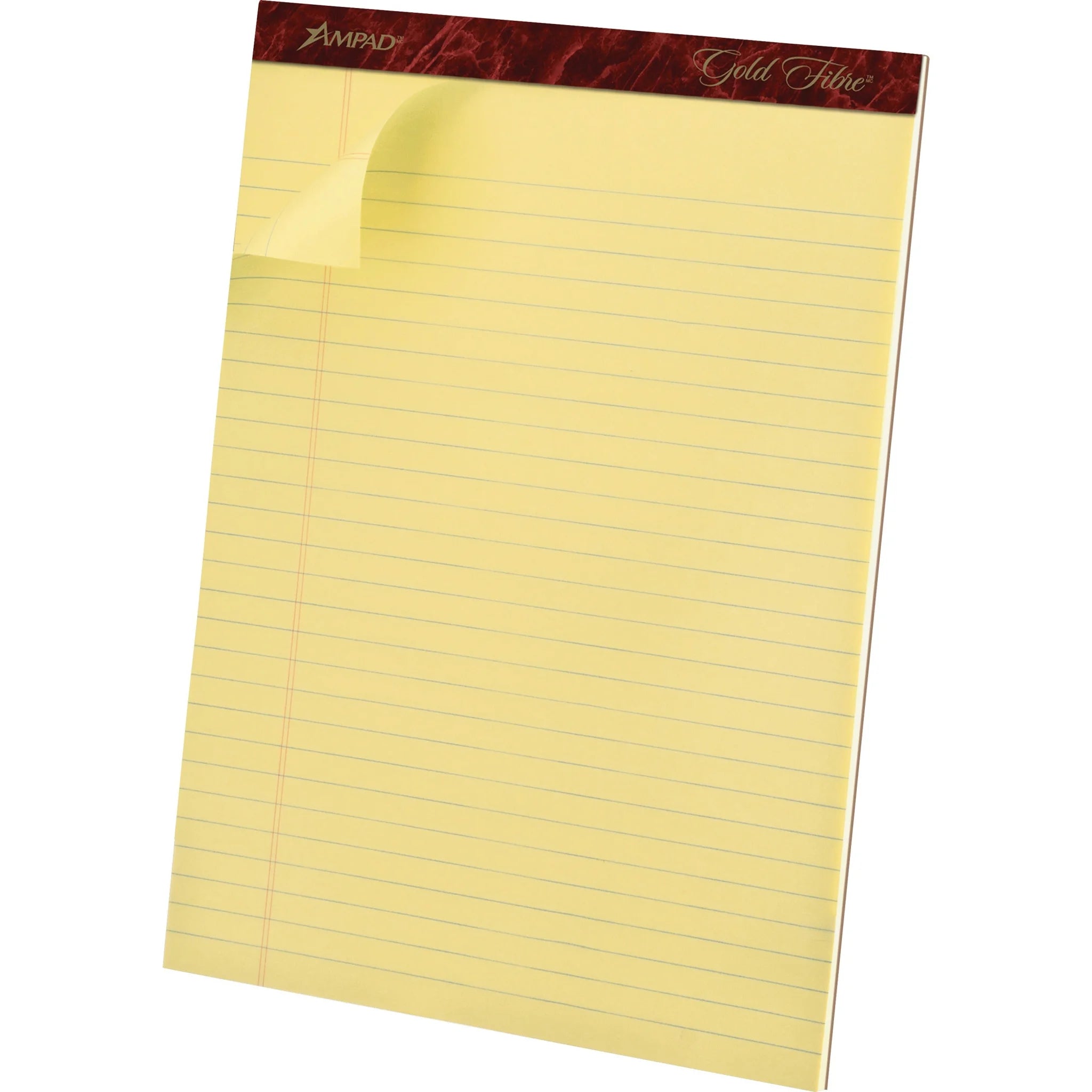 Ampad Gold Fibre Premium Rule Writing Pads - Letter Size - 50 Sheets - Yellow Paper - 1 Dozen - Legal & Jr.