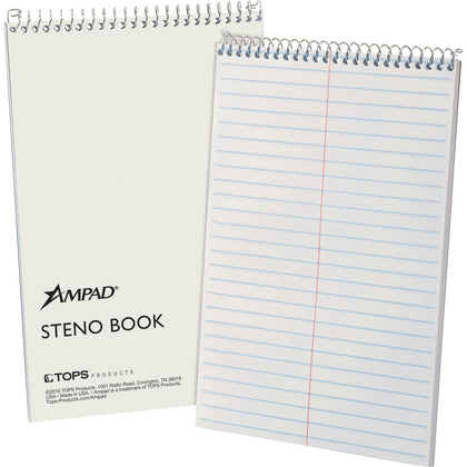 Ampad Kraft Cover Steno Book: 70 Sheets Wire Bound 0.34’’ Ruled - 6’’ x 9’’ - White Paper - Notebooks