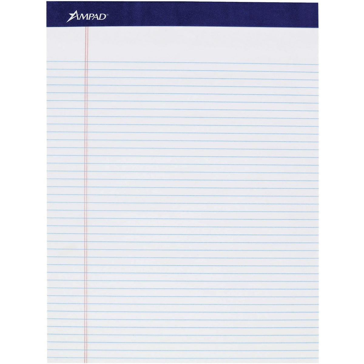 Ampad Legal Ruled Writing Pad - Front Ruling - 1’’ Height x 8.5’’ Width 11.8’’ Length - Smooth Surface Perforated
