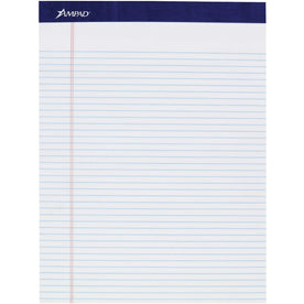 Ampad Legal Ruled Writing Pad - Front Ruling - 1’’ Height x 8.5’’ Width 11.8’’ Length - Smooth Surface Perforated