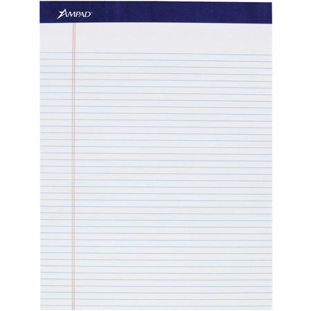 Ampad Legal Ruled Writing Pad - Front Ruling - 1’’ Height x 8.5’’ Width 11.8’’ Length - Smooth Surface Perforated