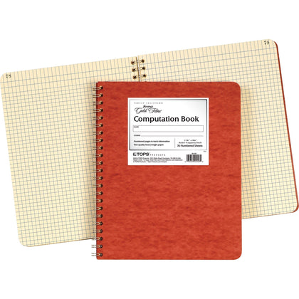 Ampad Retro Computation Notebook: 75 Sheets Ivory Paper Red Pressboard Cover - Notebooks