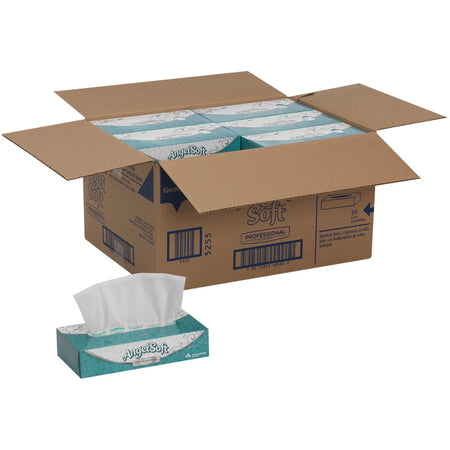 Angel Soft Professional Series Facial Tissue: 2-Ply White Fiber - 100/Box 30/Carton - Tissues