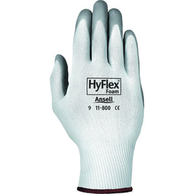 Ansell HyFlex Health Gloves - Large Size White/Gray - Healthcare Abrasion Resistant - Coated