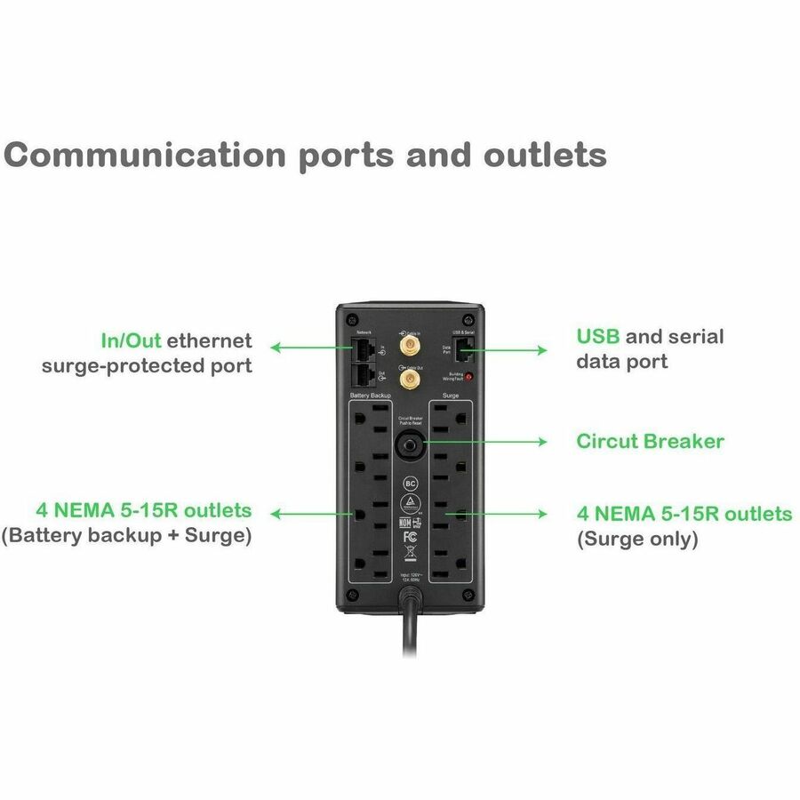 APC Back UPS Pro BX850M, Compact Tower, 850VA, AVR, LCD, 120V - Alternate-Image1