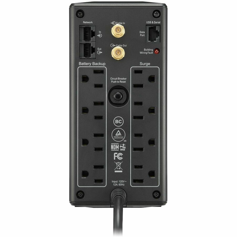 APC Back UPS Pro BX850M, Compact Tower, 850VA, AVR, LCD, 120V - Rear