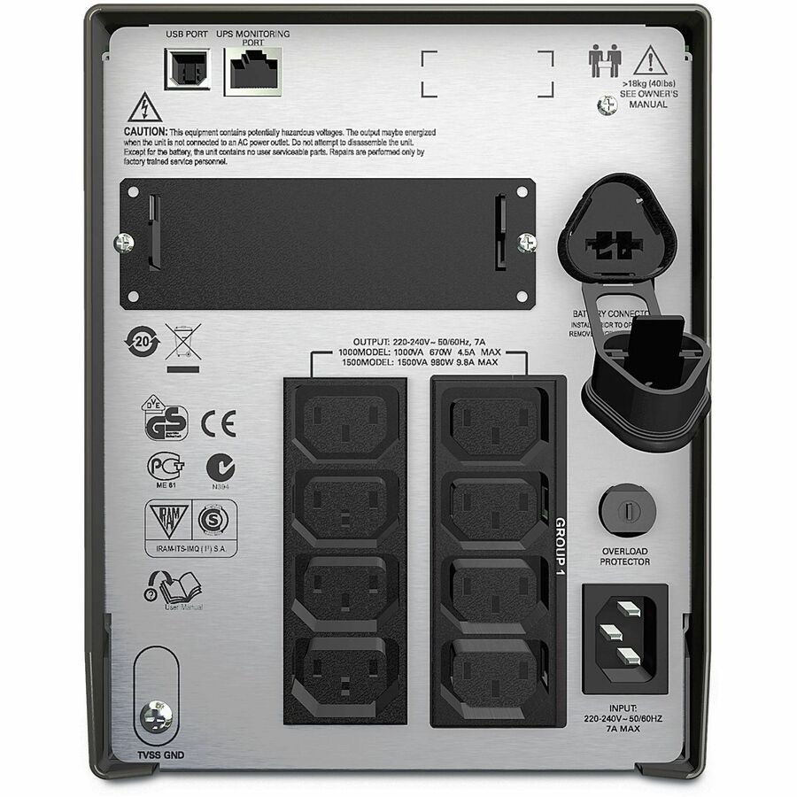 APC by Schneider Electric Smart-UPS SMT1000I 1000 VA Tower UPS - Rear