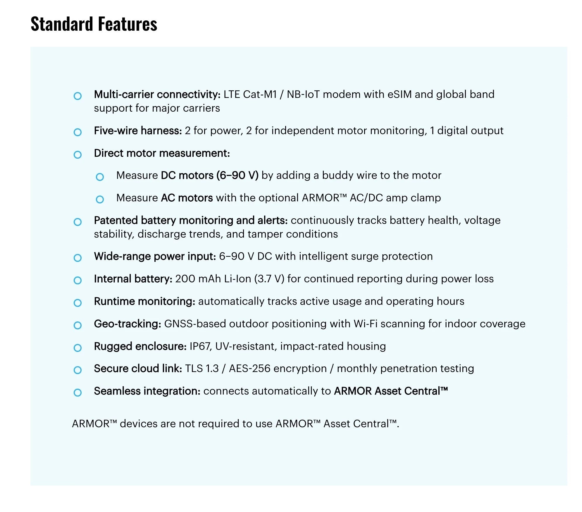 ARMOR 4+™ Connected Asset Monitor, Rugged IoT Power & Runtime Tracker with Global LTE/NB-IoT (6–90 V DC)
