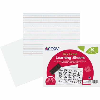 Array Dry Erase Learning Board - White Surface - 11’’x8.3’’ - 30 Pack - Boards & Supplies