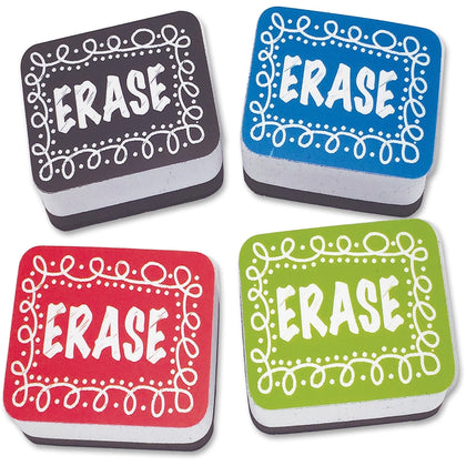 Ashley Chalk Design Mini Whiteboard Eraser - Lightweight Comfortable Grip - 10 Pack - Learning Boards & Supplies