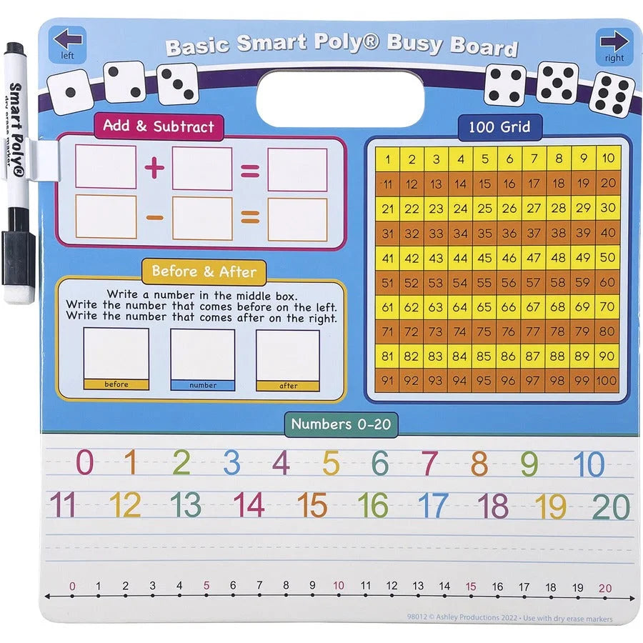 Ashley Educational Basics Smart Poly Board - Durable Square Cardboard Surface - Learning Boards & Supplies