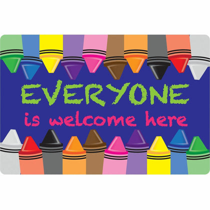 Ashley Smart Poly Welcome Mat - Classroom Floor Student - Everyone is - Crayons - Multicolor - Rugs & Mats