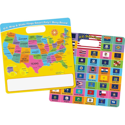 Ashley U.S. Map/Flags Busy Board - Educational Smart Poly - 10.8’’ Square - Learning Boards & Supplies