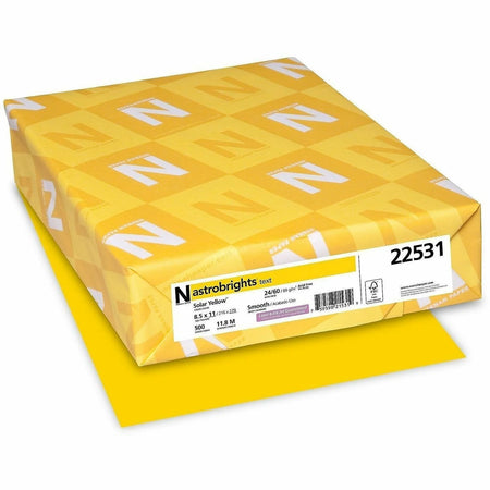 Astrobrights Color Paper: Solar Yellow 24 lb 8.5’’ x 11’’ - Heavyweight Acid-free - 500 Sheets - Copy & Printer Paper