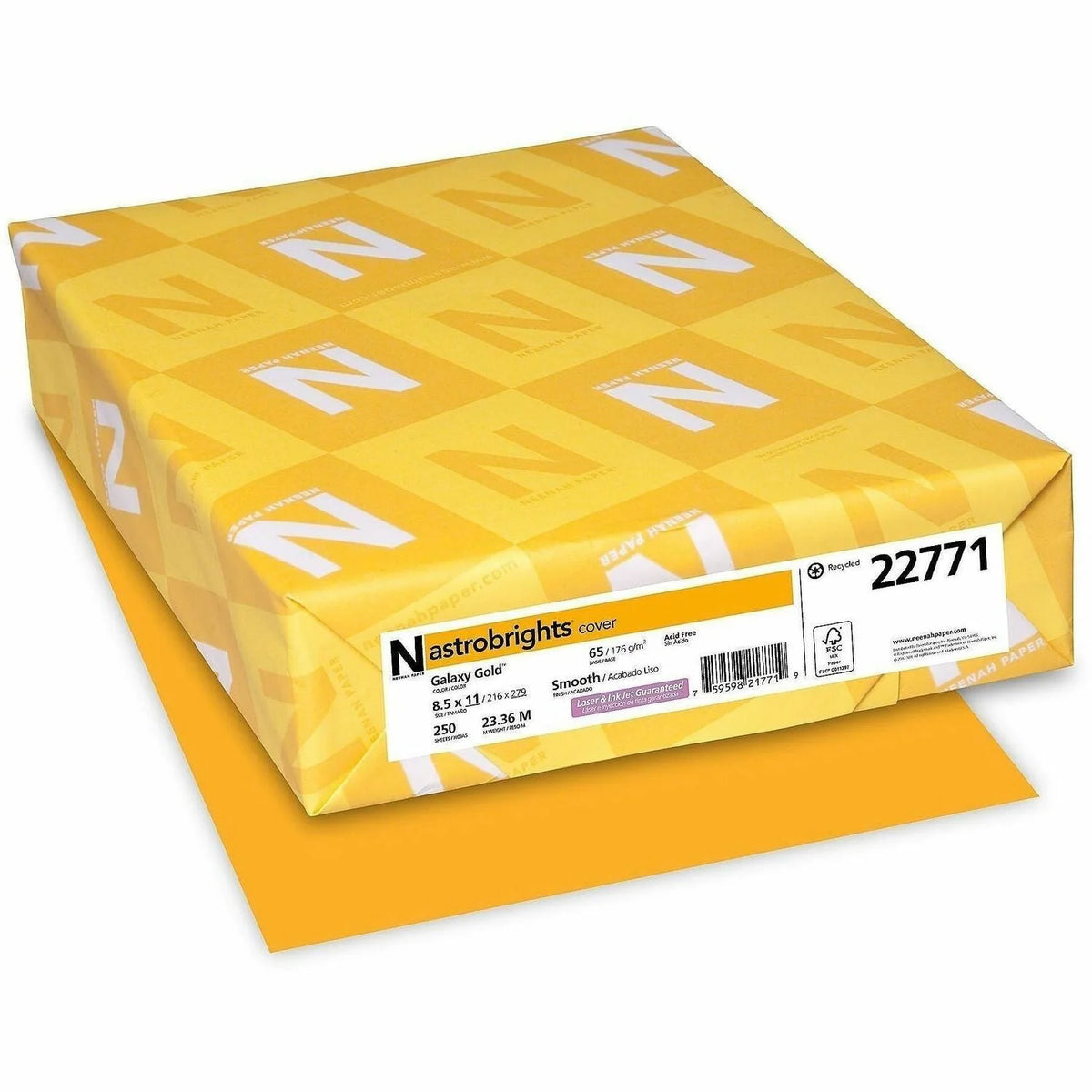 Astrobrights Galaxy Gold Cardstock: Heavyweight Acid-free - 250/Pack - Specialty Paper