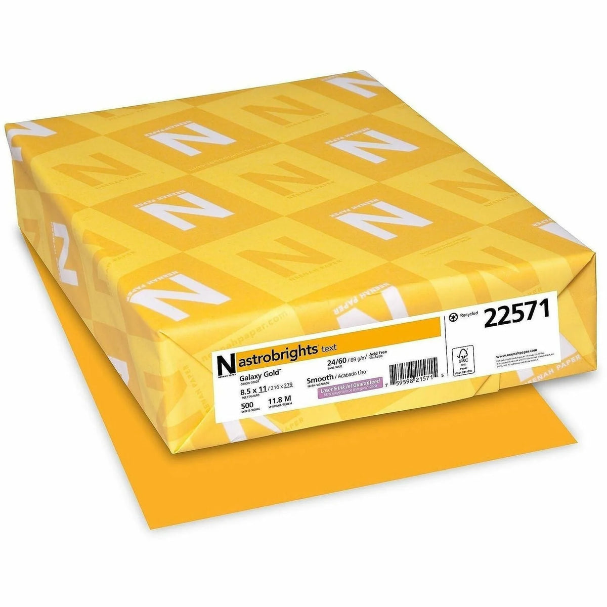 Astrobrights Galaxy Gold Color Copy Paper - 24 lb - Acid-free - 500 Sheets - & Printer