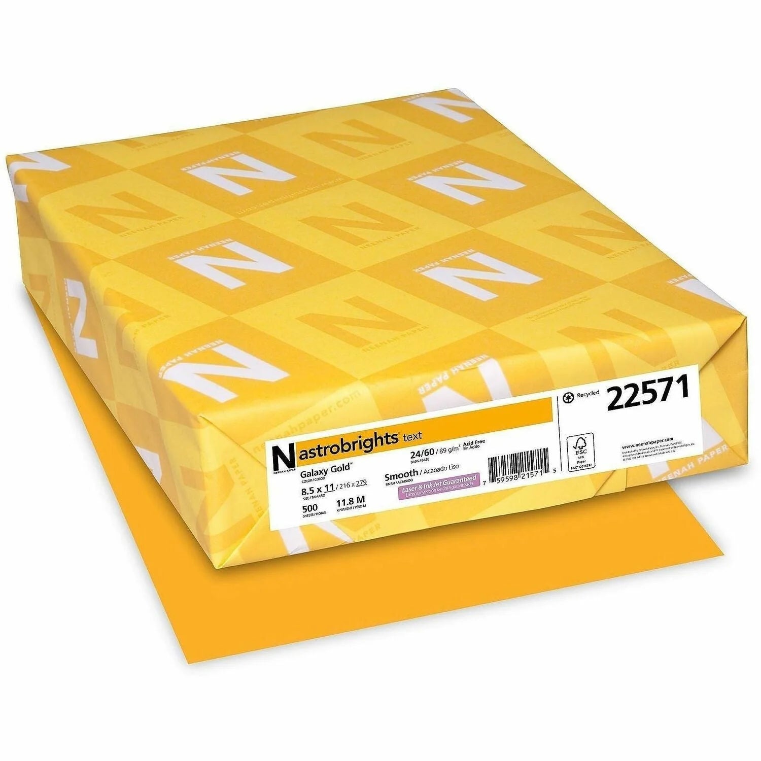 Astrobrights Galaxy Gold Color Copy Paper - 24 lb - Acid-free - 500 Sheets - & Printer