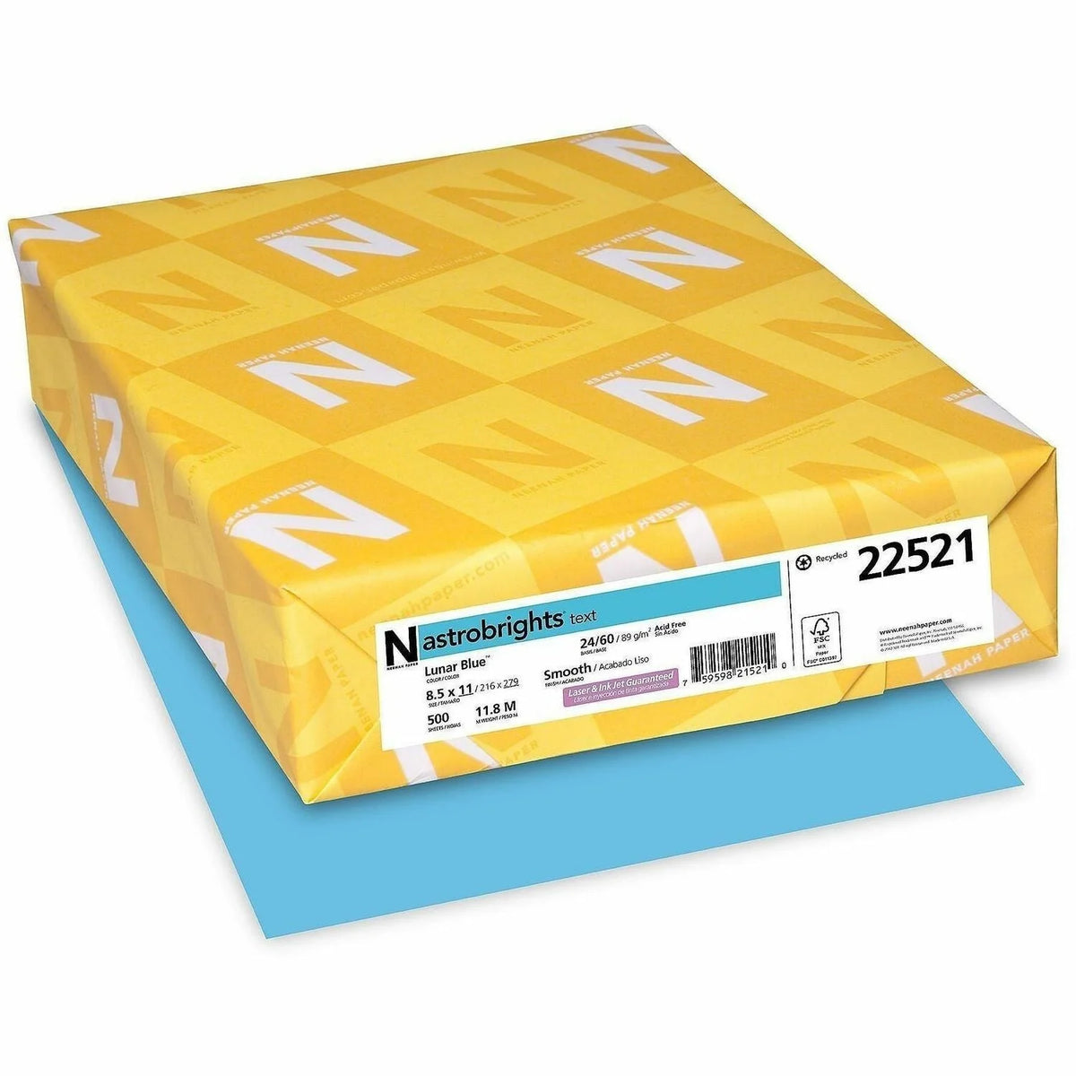 Astrobrights Lunar Blue Color Paper: 24 lb Acid-Free 8.5’’ x 11’’ 500 Sheets - Copy & Printer Paper
