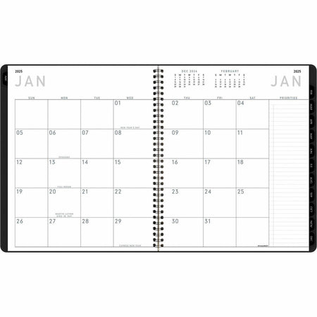 At-A-Glance Contemporary Lite Monthly Planner, Black, Large, 9" x 11" - Left