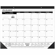 At-A-Glance Monthly Desk Pad Calendar Jan–Dec 2026 21.75’’ x 17’’ Ruled Blocks Black/White - Calendars & Pads