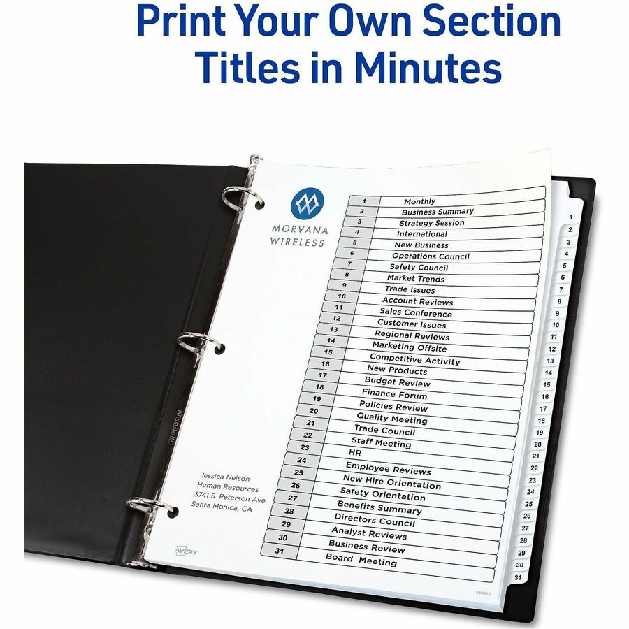 Avery 1-31 Dividers, 31 Tabs, Ready Index (6 Sets of 11827) - Alternate-Image1