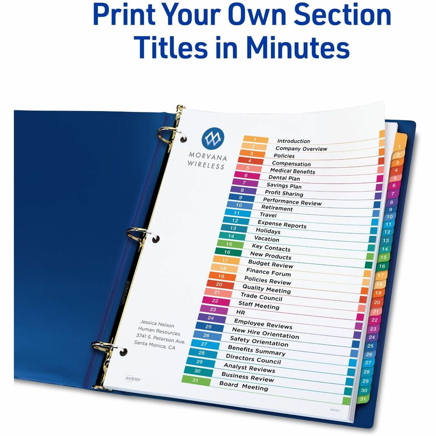 Avery 1-31 Dividers, 31 Tabs, Ready Index (6 Sets of 11831) - Alternate-Image1