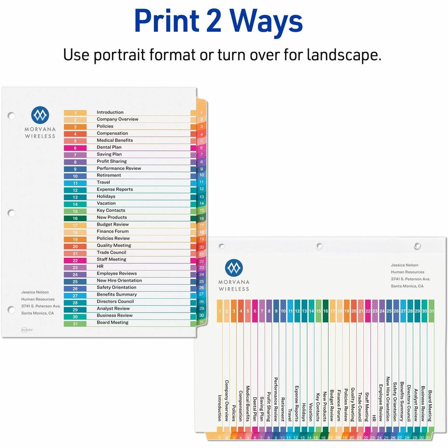 Avery 1-31 Dividers, 31 Tabs, Ready Index (6 Sets of 11831) - Alternate-Image2