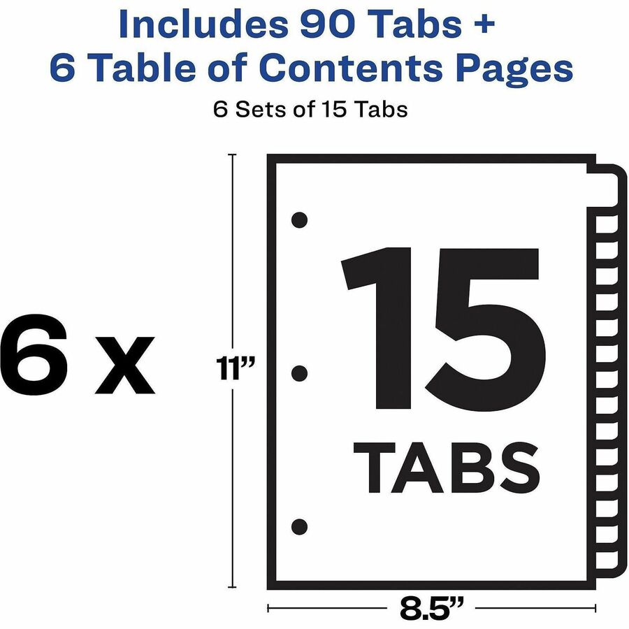 Avery Dividers, 15 Tabs, Ready Index (6 Sets of 11825) - Alternate-Image3