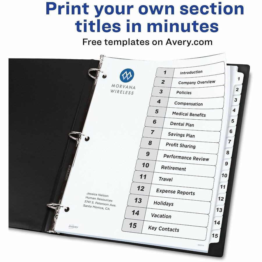 Avery Dividers, 15 Tabs, Ready Index (6 Sets of 11825) - Alternate-Image1