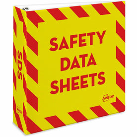 Avery 3’’ Heavy-Duty Industrial SDS Binder 1-Touch Rings Capacity 8 1/2’’x11’’ Sheet Size Vinyl Yellow/Red - 1 Each