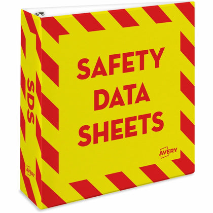 Avery 3’’ Heavy-Duty Industrial SDS Binder 1-Touch Rings Capacity 8 1/2’’x11’’ Sheet Size Vinyl Yellow/Red - 1 Each