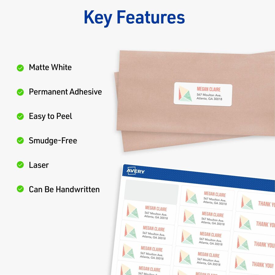 Avery&reg; White Rectangle Labels with Sure Feed Technology - Alternate-Image2