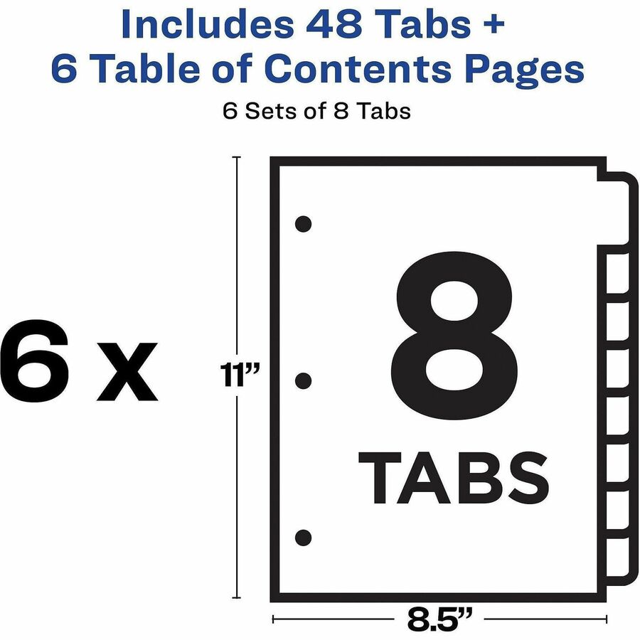 Avery Ready Index 8 Tab Dividers, Customizable TOC, 6 Sets (11822) - Alternate-Image3