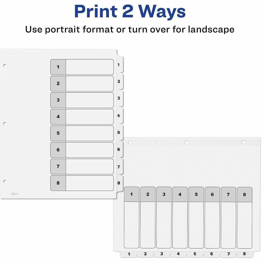 Avery Ready Index 8 Tab Dividers, Customizable TOC, 6 Sets (11822) - Alternate-Image2