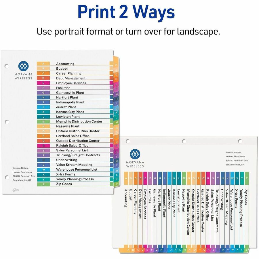 Avery A-Z Dividers, 26 Tabs, Ready Index (6 Sets of 11832) - Alternate-Image2