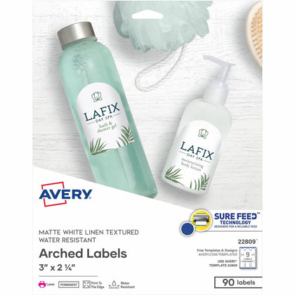 Avery Arched Labels: Print-to-the-Edge Water-Resistant 90-Pack - Specialty & Warning Labels