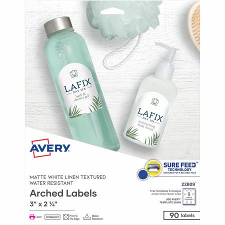 Avery Arched Labels: Print-to-the-Edge Water-Resistant 90-Pack - Specialty & Warning Labels