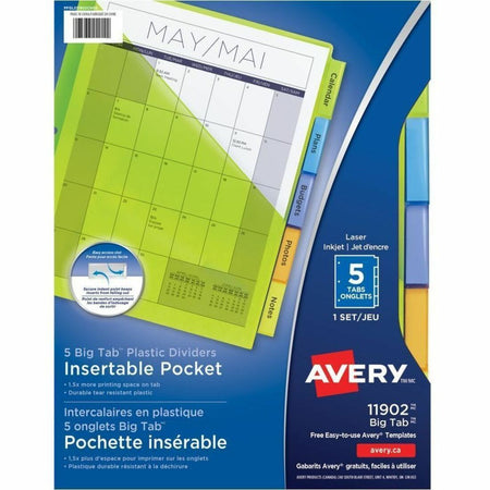 Avery Big Tab Insertable Plastic Dividers with Pockets - 1100