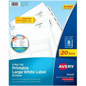 Avery® Big Tab Printable Large White Dividers with Easy Peel, 8 Tabs - 2000