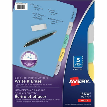 Avery Big Tab Write & Erase Plastic Dividers - 1100