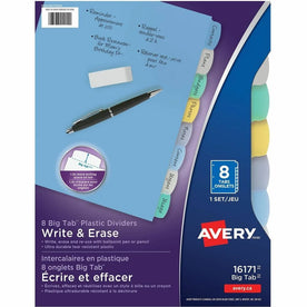 Avery Big Tab Write & Erase Plastic Dividers - Organize with Colorful Write-on Tabs - Index Divider